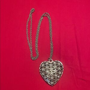 ♥️Heart Pendant with Rhinestones, silver tone